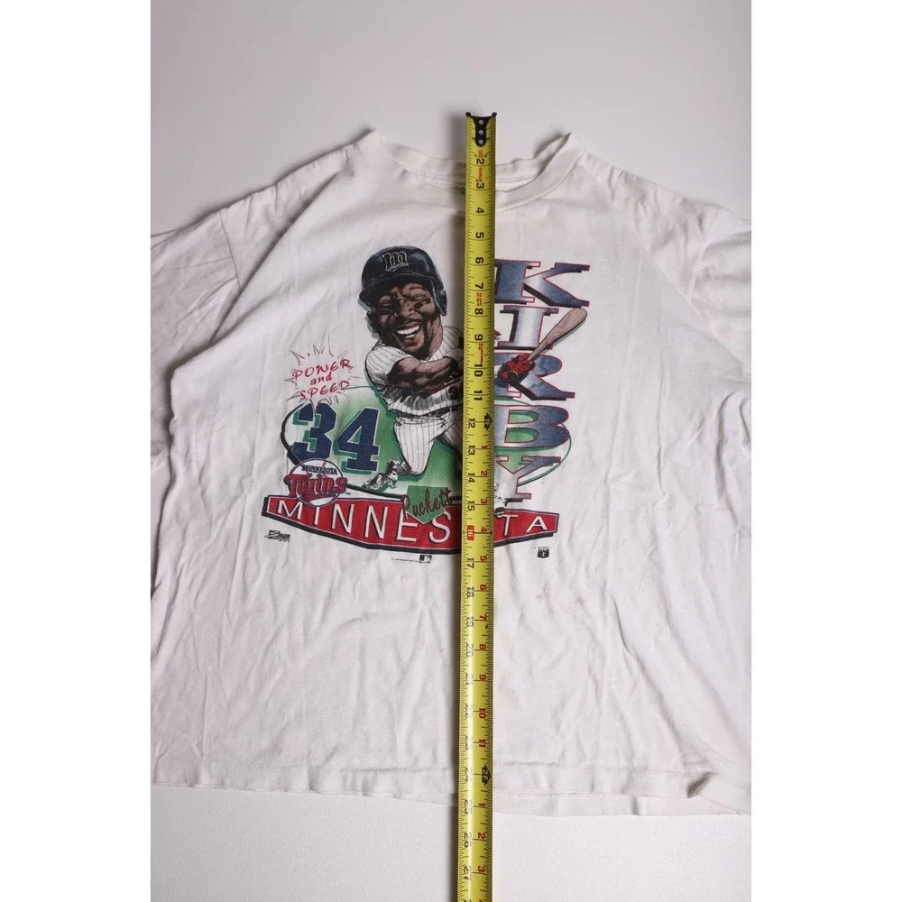 Vintage 1992 Kirby Puckett Minnesota Twins Salem Sportswear T-Shirt Kids 18-20 L